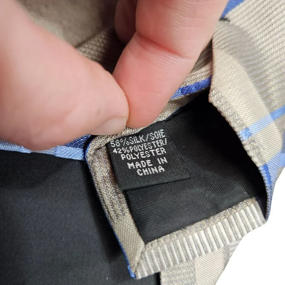 Calvin Klein NWT Mens Plaid Silk & Polyester‎ Tie Blue/Gray